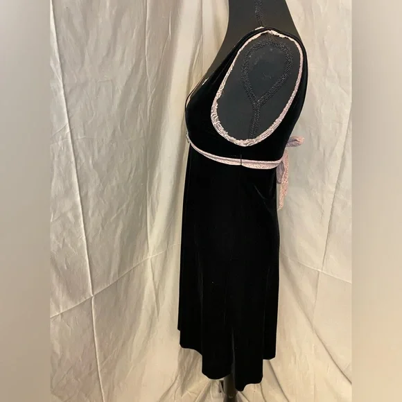Free People Black Velvet Dress with Pink Trim - Picture 5 of 12